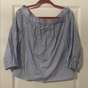 NWOT J Crew striped off shoulder poplin top